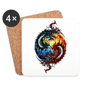 Yin Yang Dragon - Coasters (set of 4) - white - Front
