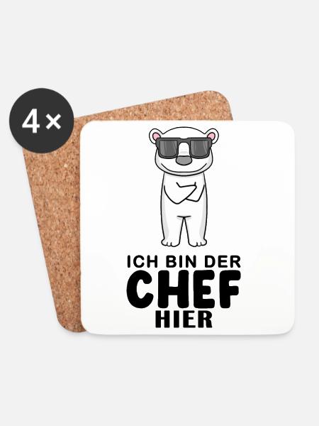 Chef Spruch mit Eisbär Motiv - Untersetzer (4er-Set) - Weiß