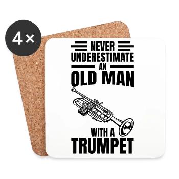Never underestimate an old trumpeter - Coasters (set of 4) - white - Front