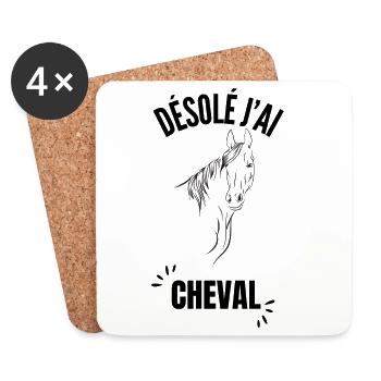 Silhouette cheval linéaire - Dessous de verre (lot de 4) - blanc - Devant