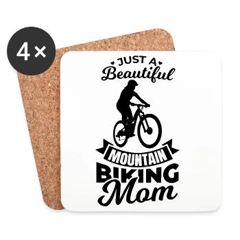 Mountain Biking Mom - Coasters (set of 4) - white - Front