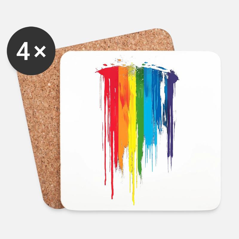 Dezentes und cooles Regenbogen-Design mit tropfender Pride-Flagge - Untersetzer (4er-Set) - Weiß