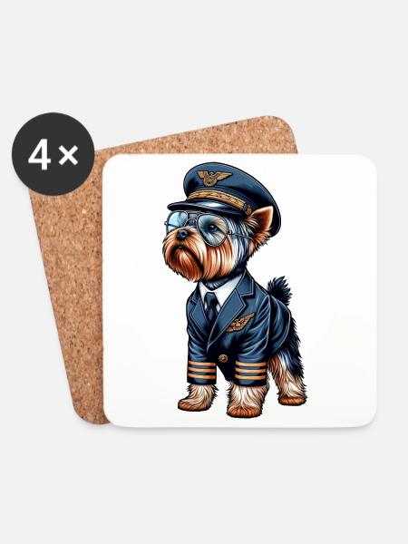 Yorkshire Terrier Pilot - Untersetzer (4er-Set) - Weiß