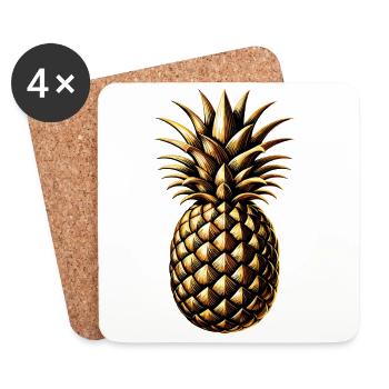Cadeau ananas doré - Dessous de verre (lot de 4) - blanc - Devant