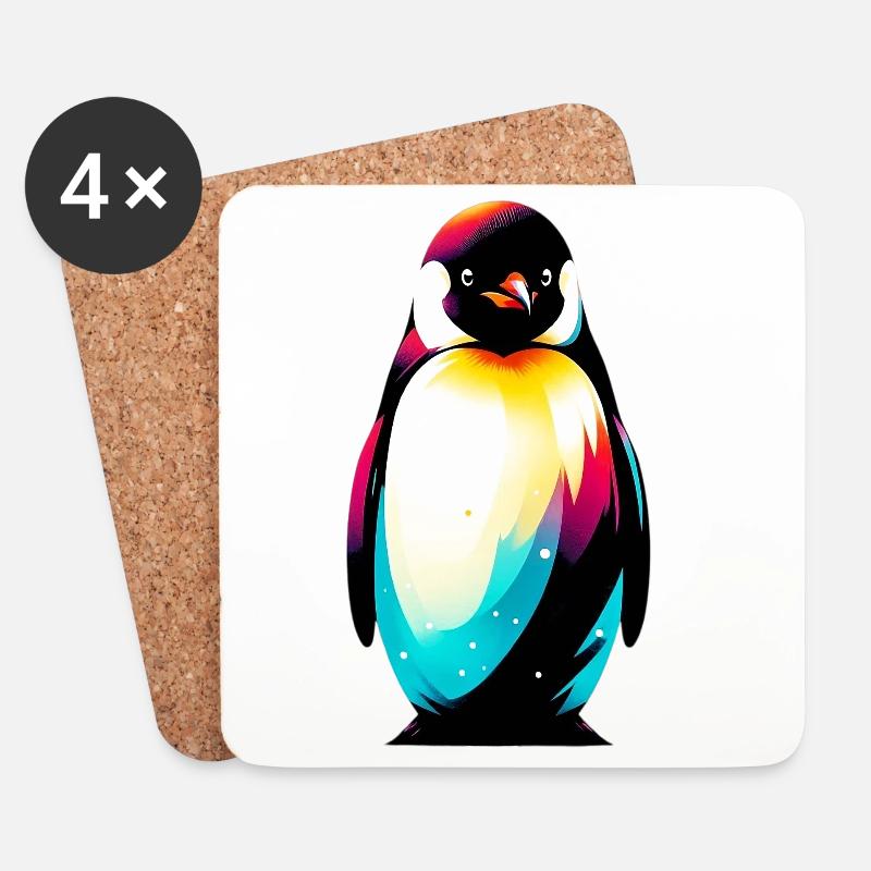 Pinguin - Untersetzer (4er-Set) - Weiß