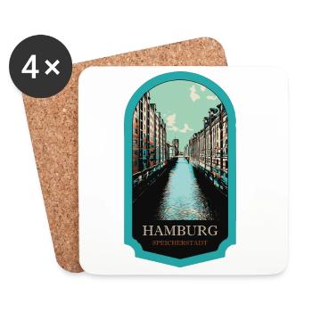 Speicherstadt: Historic Charm in Hamburg - Coasters (set of 4) - white - Front