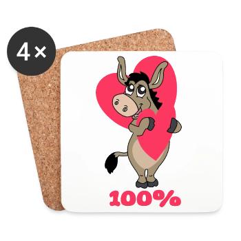 100% love - Coasters (set of 4) - white - Front