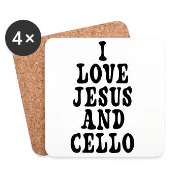 Ich liebe Jesus und Cello - Untersetzer (4er-Set) - Weiß - Vorne
