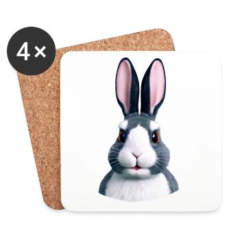 Rabbit - Not only at Easter - Coasters (set of 4) - white - Front
