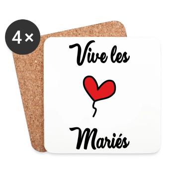 COUPLE. JUST MARRIED. EVJF. SAINT VALENTIN. LOVE. - Dessous de verre (lot de 4) - blanc - Devant