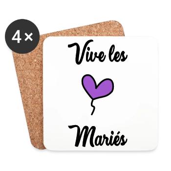 JUST MARRIED. Bachelorette party. VALENTINE'S DAY. COUPLE - Coasters (set of 4) - white - Front