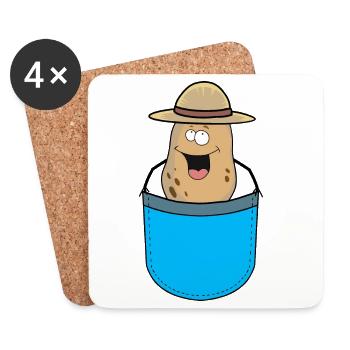 Bags: Potato, Potato, Vegetable, Farmer, Farmer - Coasters (set of 4) - white - Front