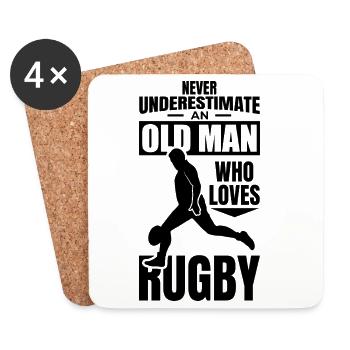 Alter Rugby Opa - Untersetzer (4er-Set) - Weiß - Vorne