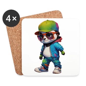 Süßer und cooler Teenager-Panda-Bärenjunge - Untersetzer (4er-Set) - Weiß - Vorne