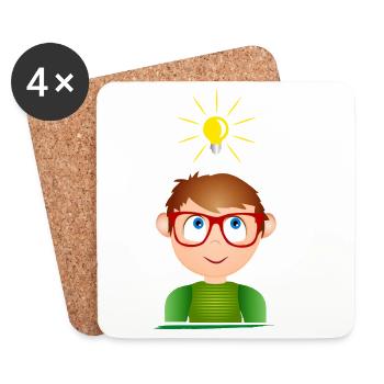 Junge mit Brille und einer leuchtenden Glühbirne - Untersetzer (4er-Set) - Weiß - Vorne