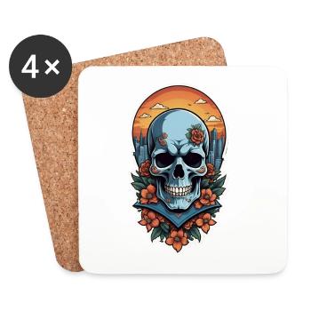 Bones and Botany skull - Coasters (set of 4) - white - Front