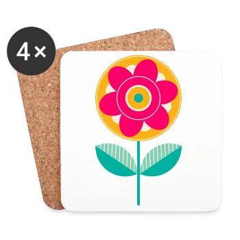Süße bunte Blume - Untersetzer (4er-Set) - Weiß - Vorne