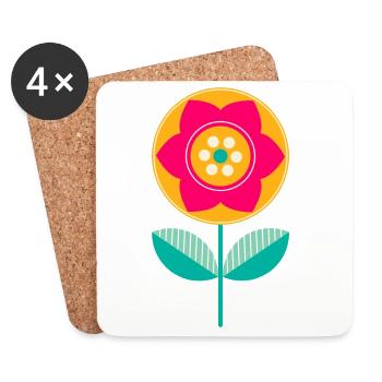 Cute Colorful Flower - Coasters (set of 4) - white - Front