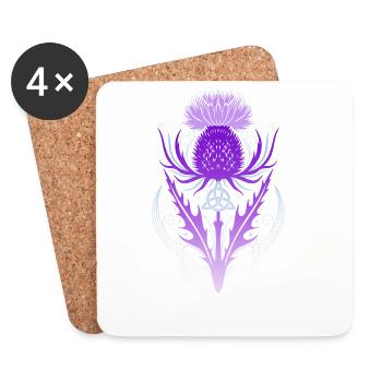 Distel mit Triquetra - Untersetzer (4er-Set) - Weiß - Vorne