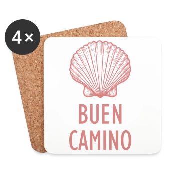 Buen Camino de Santiago Pilgrim Shell - Coasters (set of 4) - white - Front