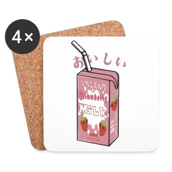 Japanese Strawberry Milk - Untersetzer (4er-Set) - Weiß - Vorne
