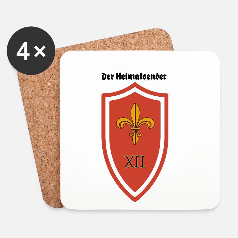 Fleur de Lis Schild XII Rot - Untersetzer (4er-Set) - Weiß