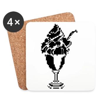 Sundae à la crème glacée pixels - Dessous de verre (lot de 4) - blanc - Devant