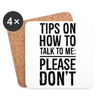 Tips on how to talk to me funny shirt - Dessous de verre (lot de 4) - blanc - Devant