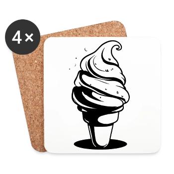 Eiswaffel Skizze - Coasters (set of 4) - white - Front
