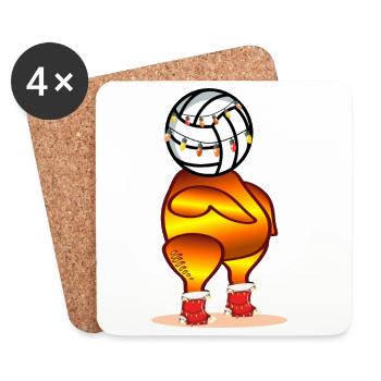 CHRISTMAS VOLLEYBALL ROAST CHICKEN - Coasters (set of 4) - white - Front