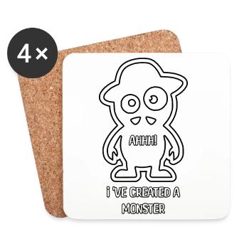 Ich hab ein Monster gemacht – Vater Sohn Monster-M - Untersetzer (4er-Set) - Weiß - Vorne
