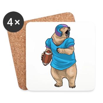 Bear American Football Sports - Coasters (set of 4) - white - Front