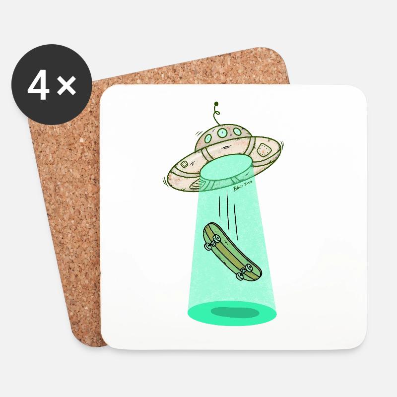 Ufo Skateboard Beam - Untersetzer (4er-Set) - Weiß