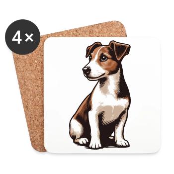 Jack Russell Terrier - Dessous de verre (lot de 4) - blanc - Devant
