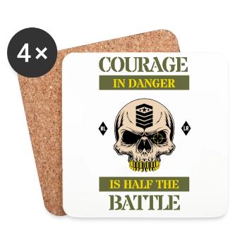 Skull Soldier T-Shirt Outdoor Merch - Coasters (set of 4) - white - Front
