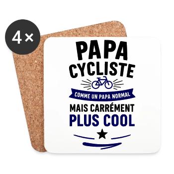 Papa cycliste – plus cool qu’un papa normal - Dessous de verre (lot de 4) - blanc - Devant