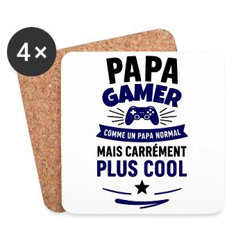 Papa gamer – plus cool qu’un papa normal - Dessous de verre (lot de 4) - blanc - Devant
