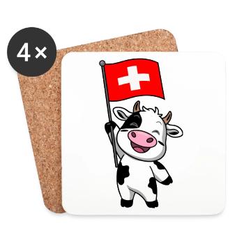 Vache suisse - Dessous de verre (lot de 4) - blanc - Devant