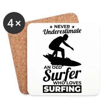 Surfeur Papi - Dessous de verre (lot de 4) - blanc - Devant