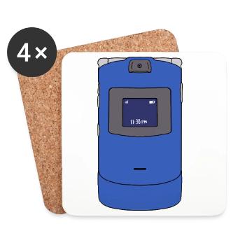 Retro Flip Handy Handy Zelle - Untersetzer (4er-Set) - Weiß - Vorne
