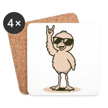 Flamingo Rock'n'Roll - Coasters (set of 4) - white - Front