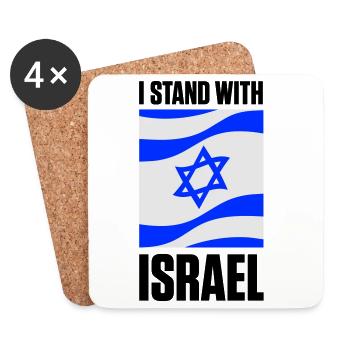 Je suis aux côtés d’Israël - Dessous de verre (lot de 4) - blanc - Devant
