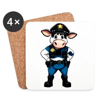 Kühe Polizei - Untersetzer (4er-Set) - Weiß - Vorne