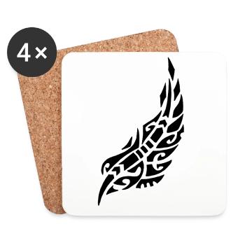 Black Feather of the Bird - Coasters (set of 4) - white - Front