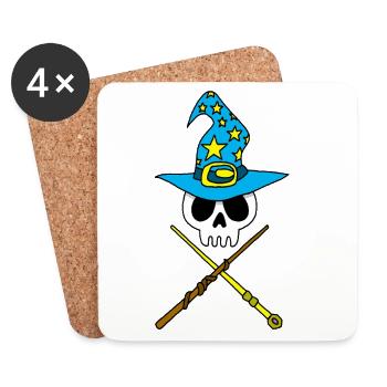 Crâne de magicien - Dessous de verre (lot de 4) - blanc - Devant