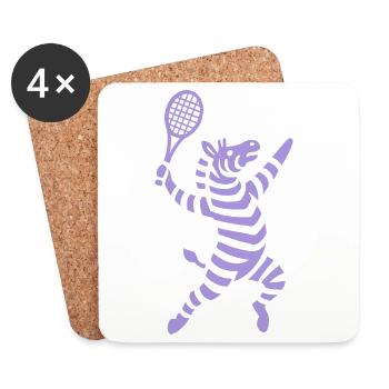 Minimalistische Zebra Tennis Spieler Rückhand  - Untersetzer (4er-Set) - Weiß - Vorne