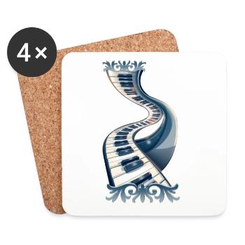 Elegance in piano keys and flowers - Coasters (set of 4) - white - Front