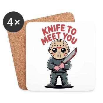 Knife to Meet You - Friday the 13th Cute Chibi - Coasters (set of 4) - white - Front