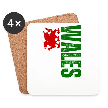 Hergestellt in Wales, vertikales Design - Untersetzer (4er-Set) - Weiß - Vorne