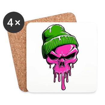 Skelett Skull Totenkopf - Untersetzer (4er-Set) - Weiß - Vorne